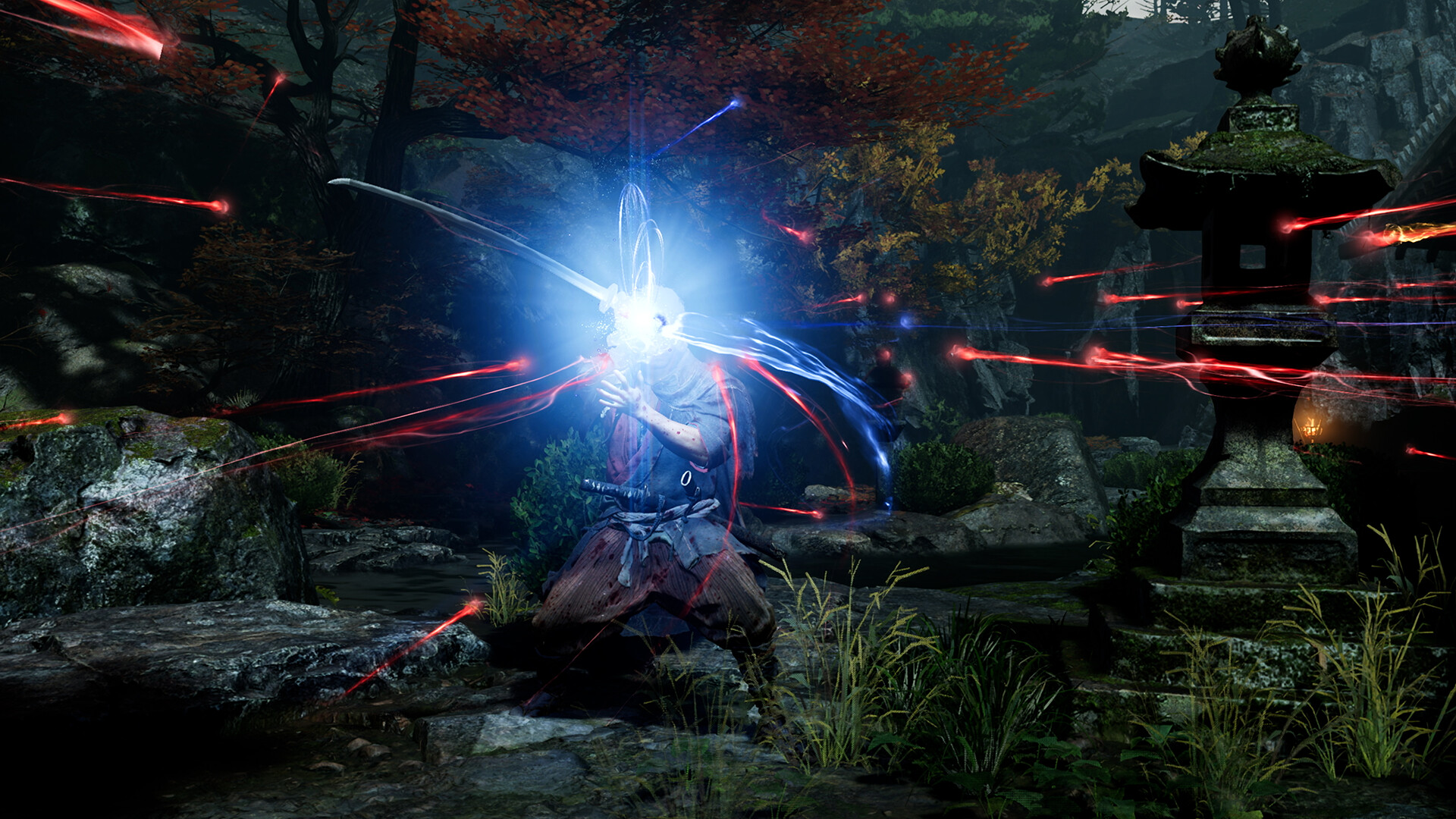 Issen slash in Onimusha: Way of the Sword — the move is an attack input, not a unique button